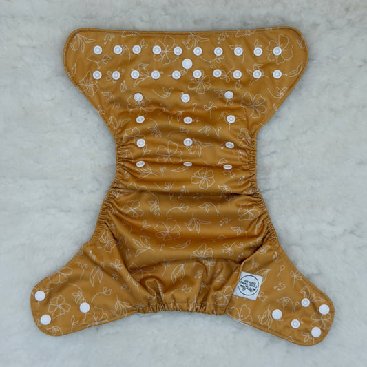 Cedar Valley Cloth Co. Flower Outlines Gold AWJ Pocket Diaper
