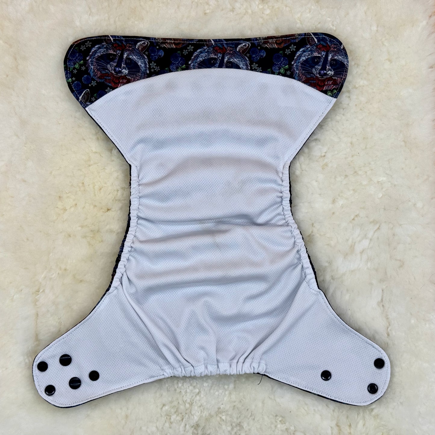 Stout House Raccoons Floral AWJ Pocket Diaper