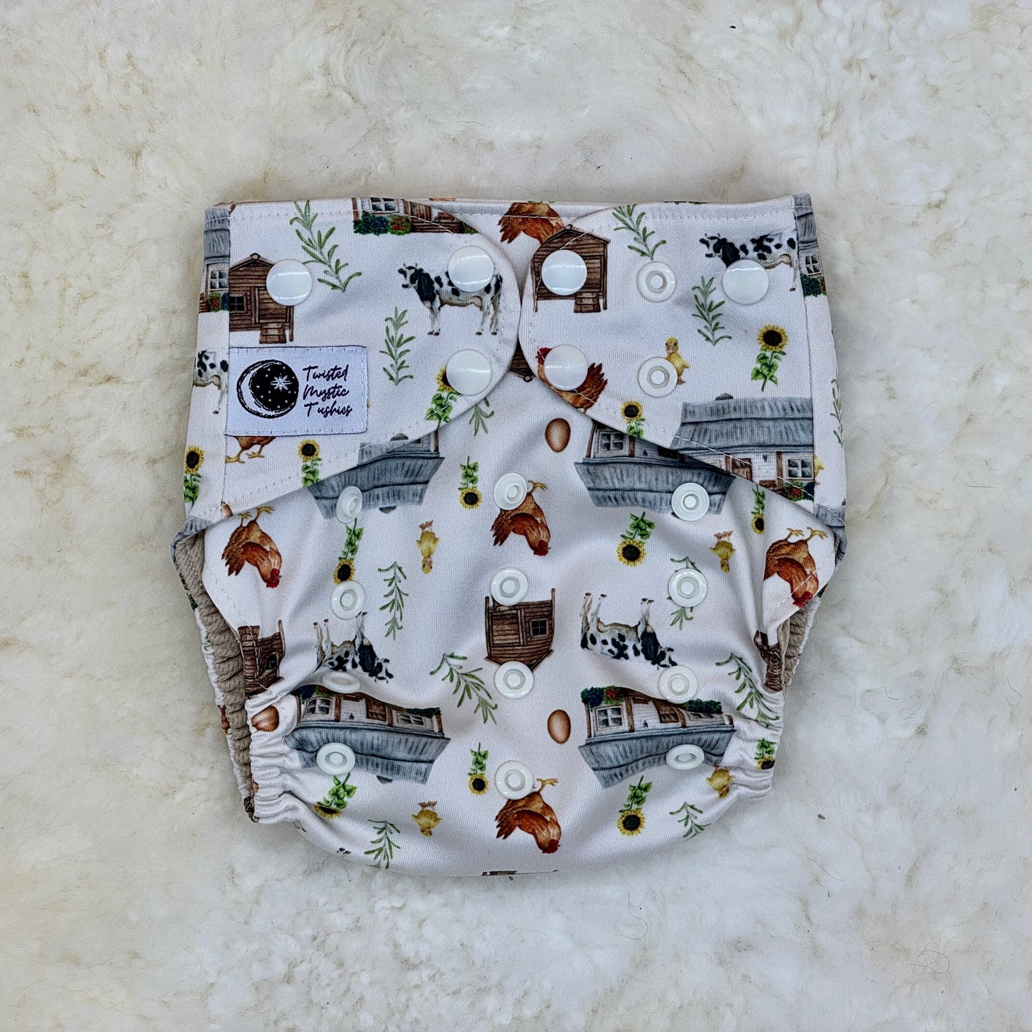 Twisted Mystic Tushies Farm Print AWJ Pocket Diaper