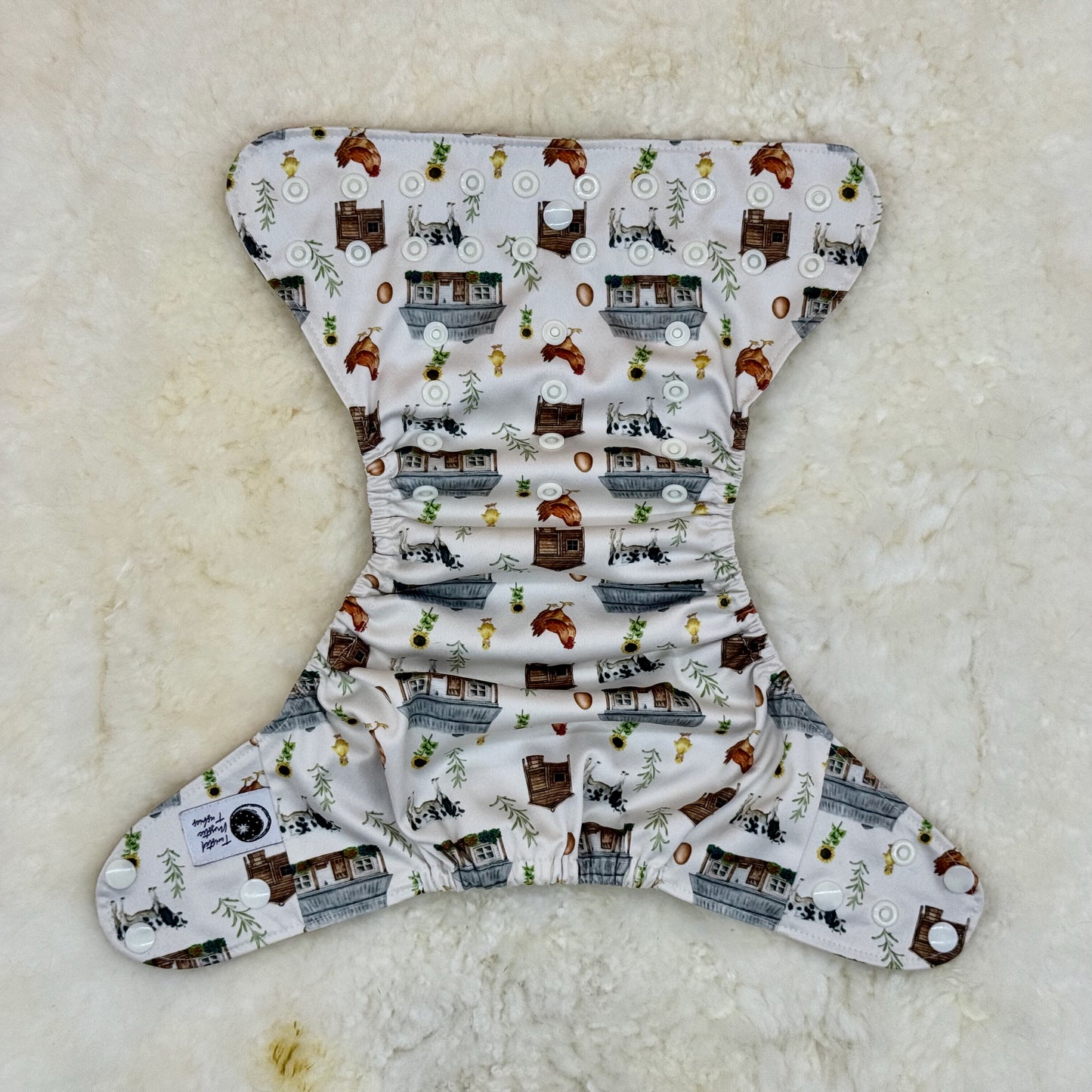Twisted Mystic Tushies Farm Print AWJ Pocket Diaper