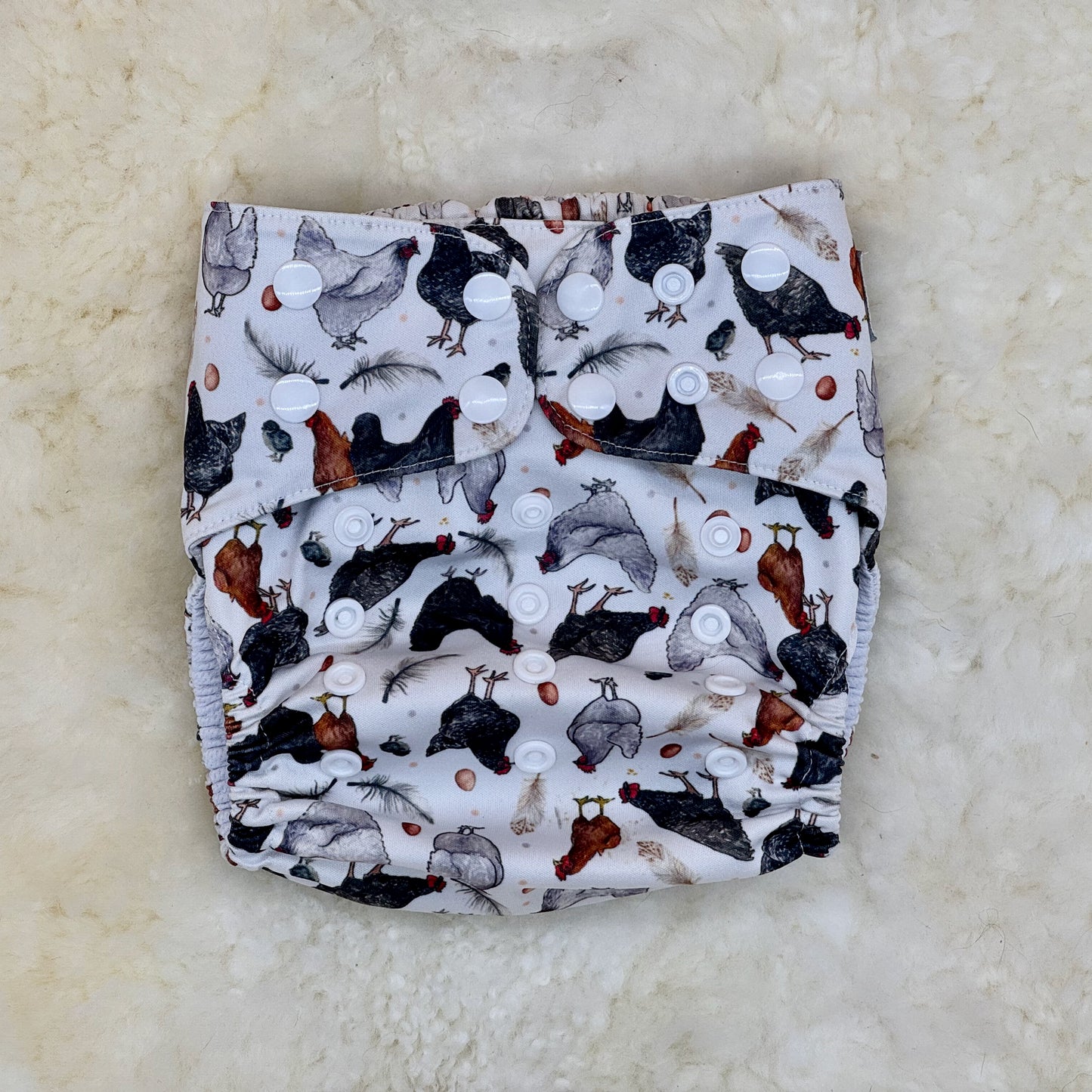 Arcadia's Nursery Chicken Print AWJ Pocket Diaper