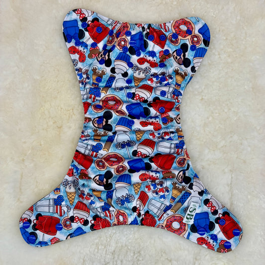 Suga Bums Patriotic Celebration Mouse Birthday AWJ Pocket Diaper