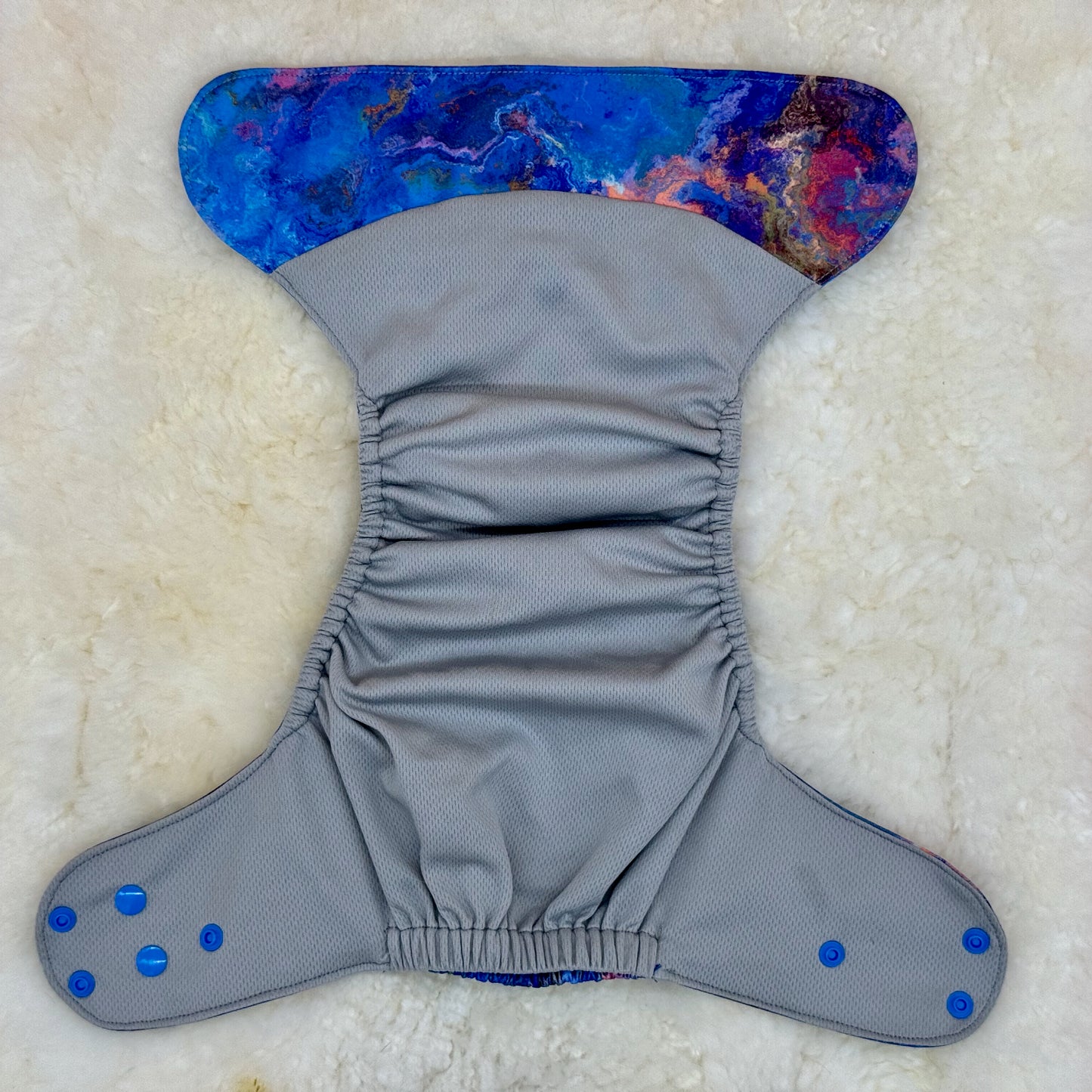 Emerald Cloth Co Tie Dye Blue Colorful AWJ Pocket Diaper