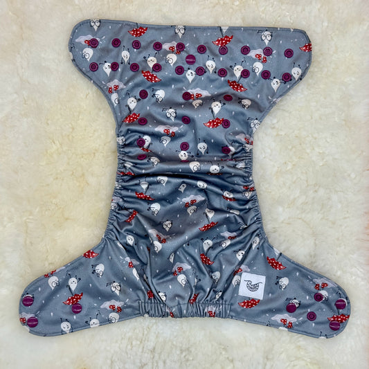 Emerald Cloth Co Raindrops with Umbrellas AWJ Pocket Diaper