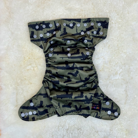 Squishy Tushie Military Green Pew Diaper - Imperfect