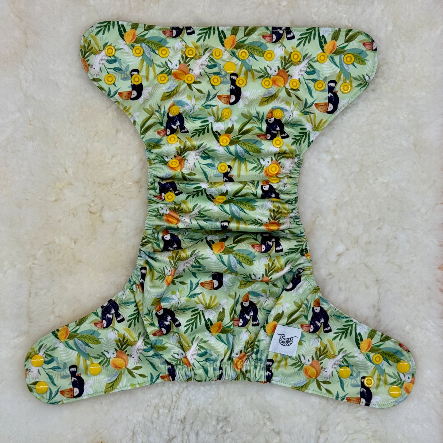 Emerald Cloth Co Rainforest Toucan Palm Tree AWJ Pocket Diaper