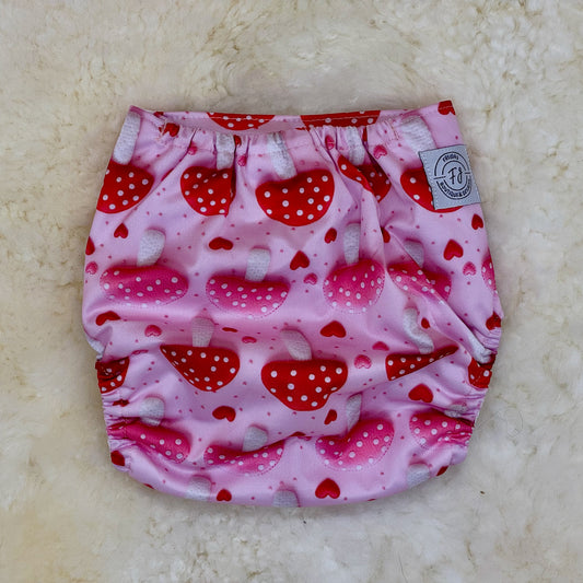Freida J Designs Mushrooms Hearts AWJ Pocket Diaper - Brand New