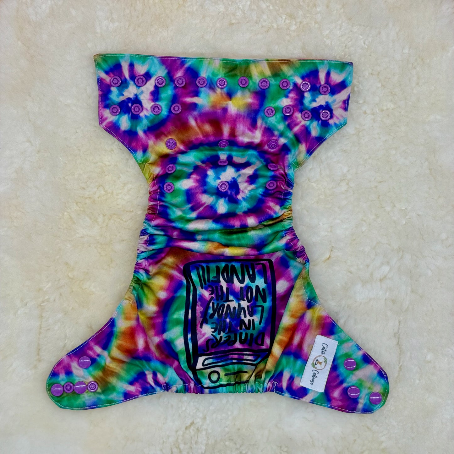 Cutie Caboose Tie Dye Laundry AWJ Pocket Diaper - Questionable PUL