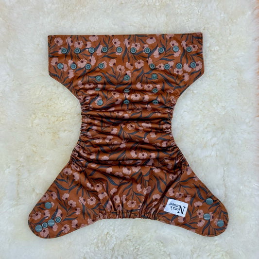 Nora’s Nursery Brown Pink Floral AWJ Pocket Diaper