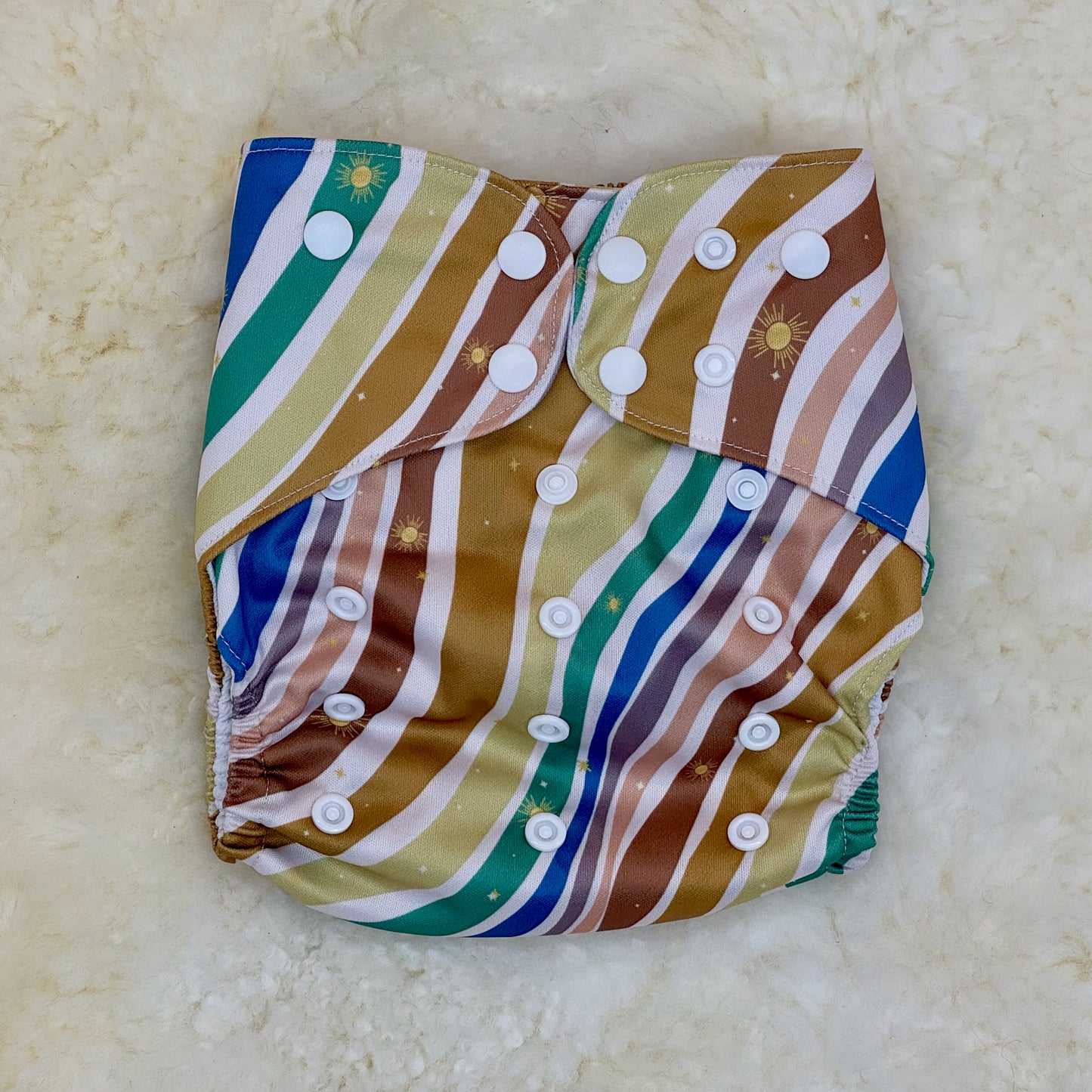 Stout House Vintage Wavy Stripes AWJ Pocket Diaper - Stained