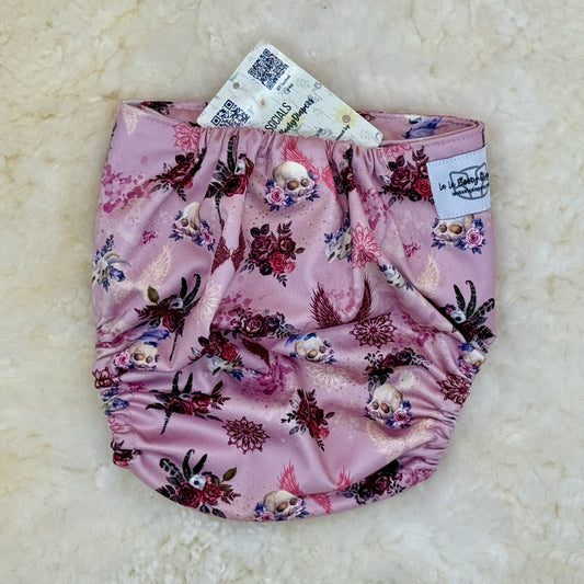 La La Booty Floral Skulls AWJ Pocket Diaper - Brand New