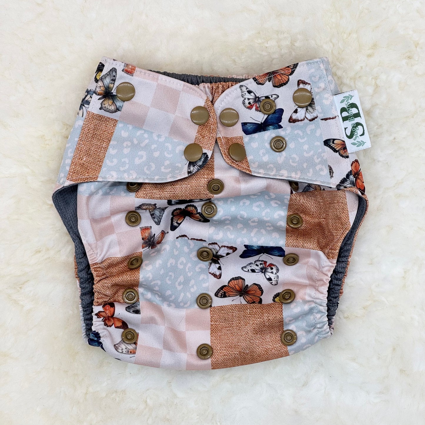 Suga Bums Quilt Look Butterfly AWJ Pocket Diaper