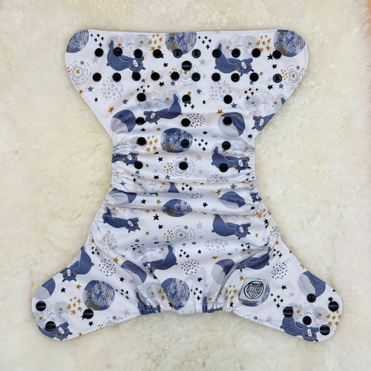 Stout House Sleepy Bear Starry Night AWJ Pocket Diaper - Stained