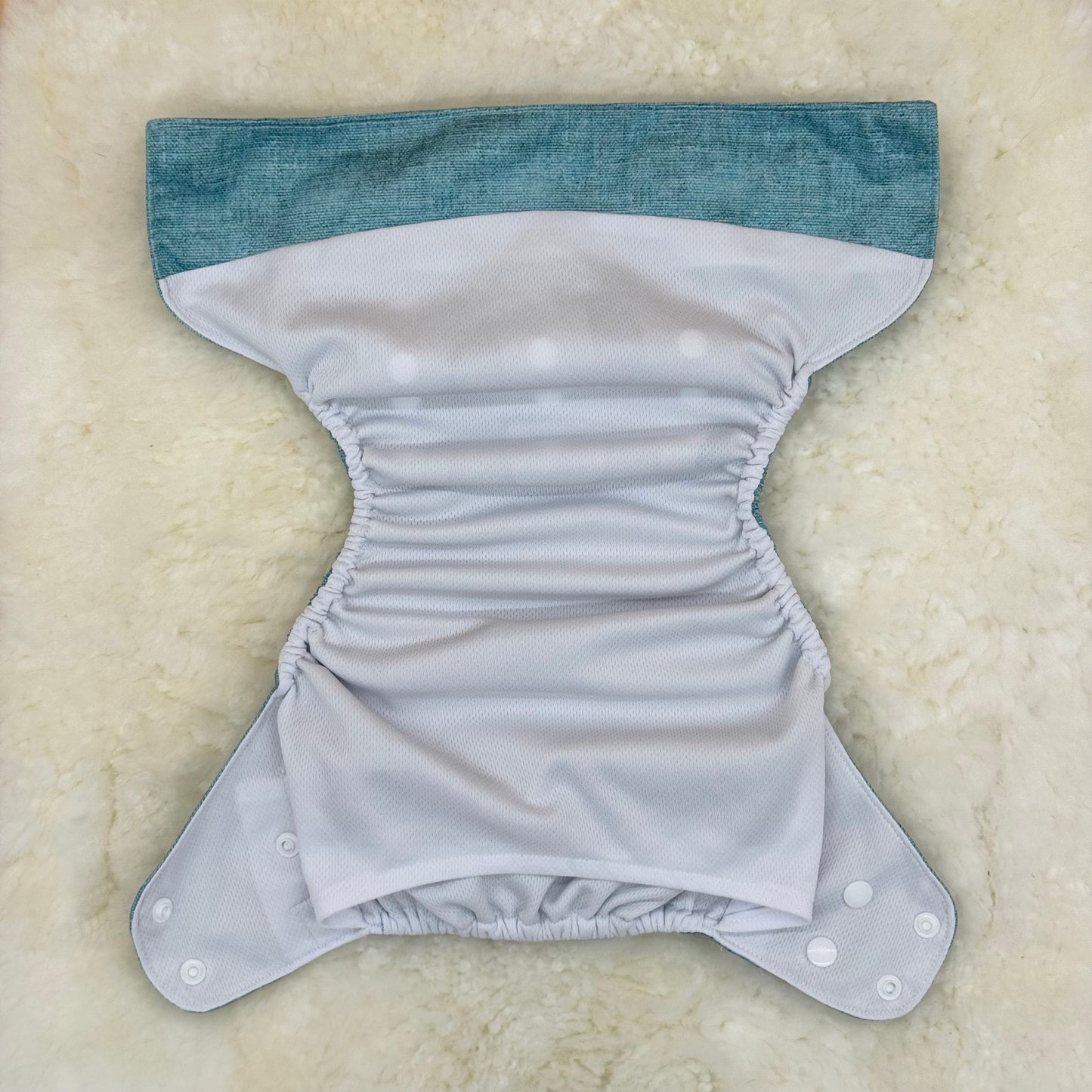 Texas Tushies Woven Look Teal AWJ Pocket Diaper
