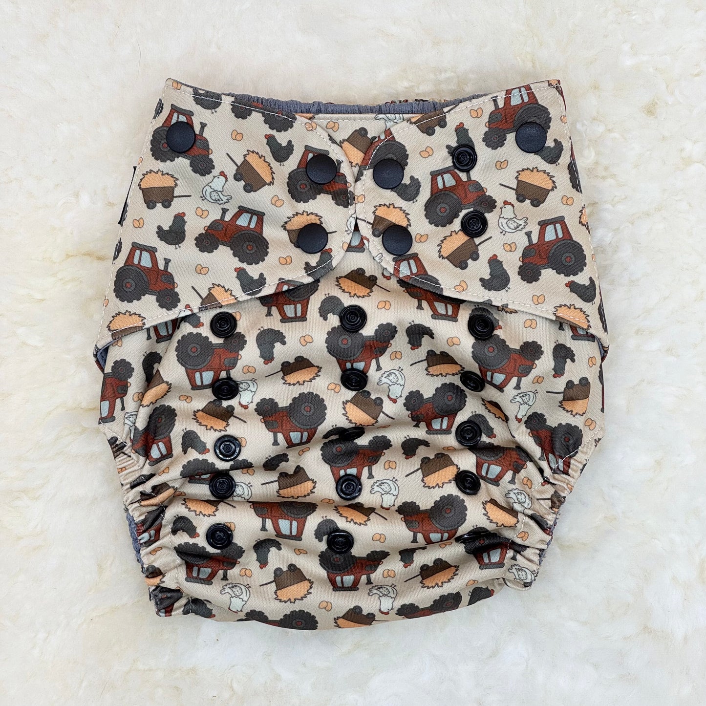 Basic Stitch Tractors Chickens AWJ Pocket Diaper - Imperfect