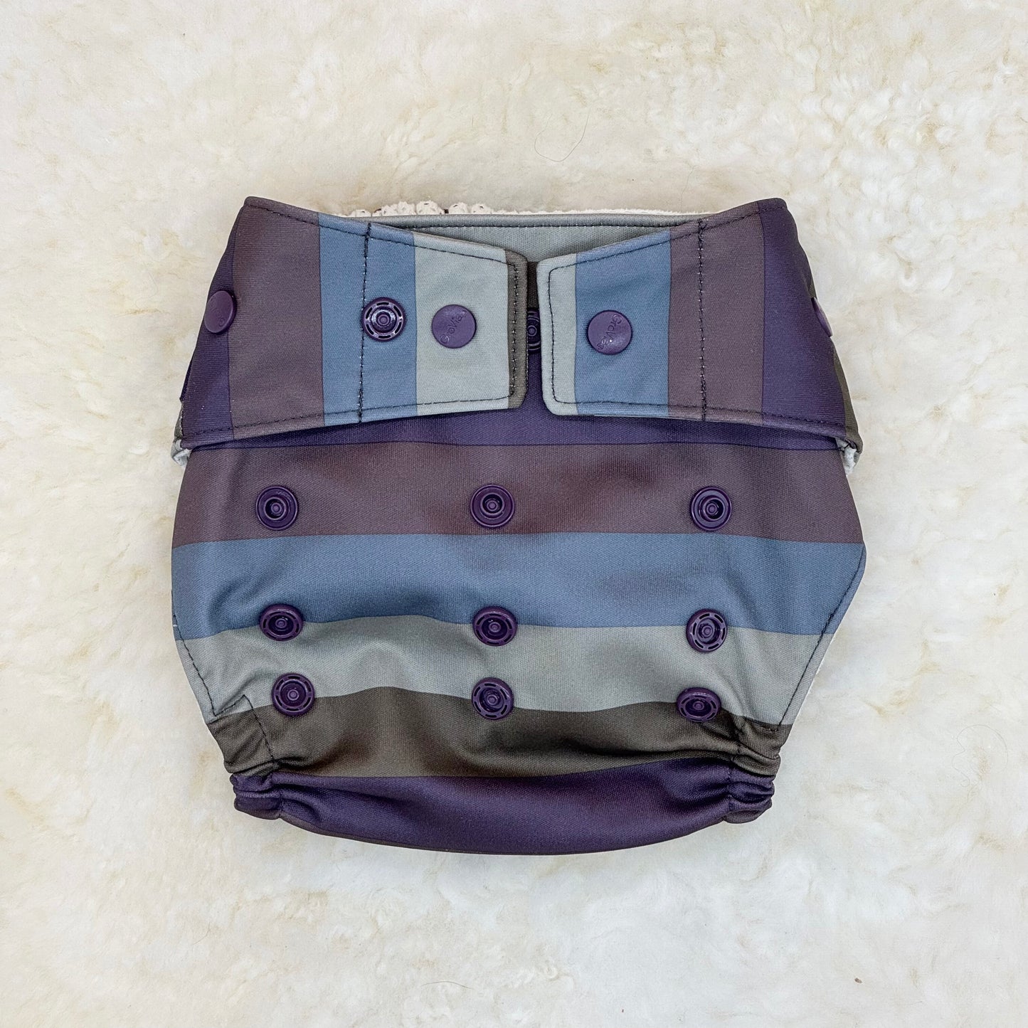 GroVia + Sloomb Mesh Interior with Snaps Striped Cover Diaper