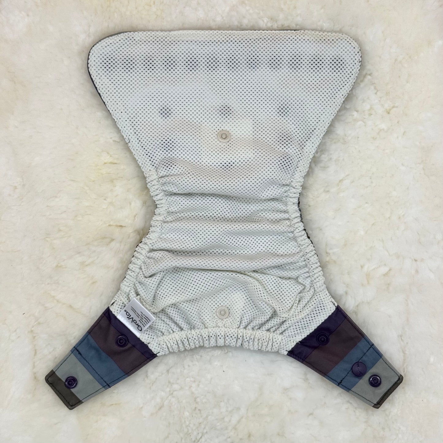 GroVia + Sloomb Mesh Interior with Snaps Striped Cover Diaper