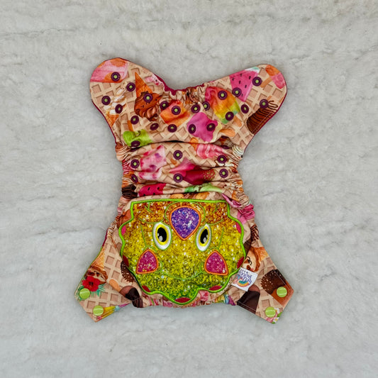 Baby Got Cloth Baby Dinosaur Treats Embroidered AWJ Diaper Cover