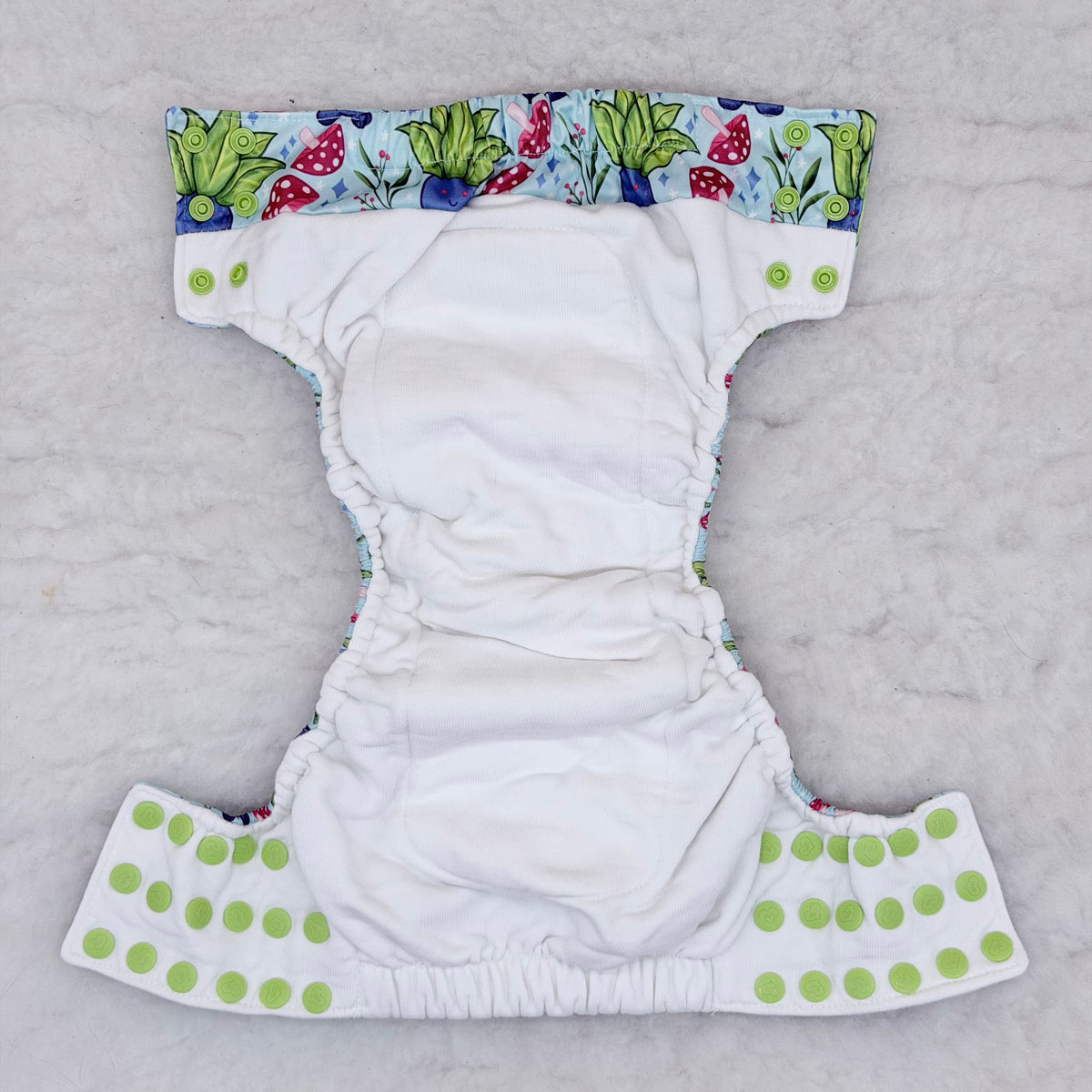 Sustainable Sprinkles Mint Mushroom Sprouts Side-Snap Cloth Trainer