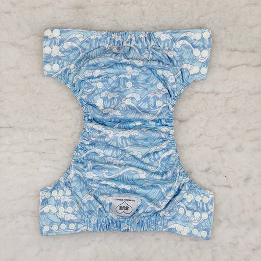 Sustainable Sprinkles Blue Ocean Waves Side-Snap Cloth Trainer