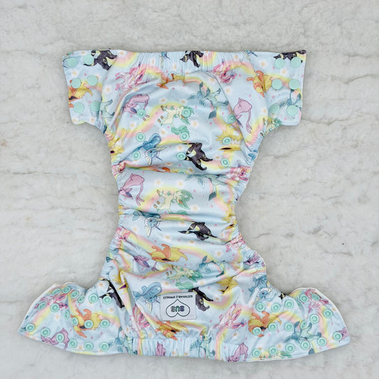 Sustainable Sprinkles Pastel Rainbow Critters Side-Snap Cloth Trainer