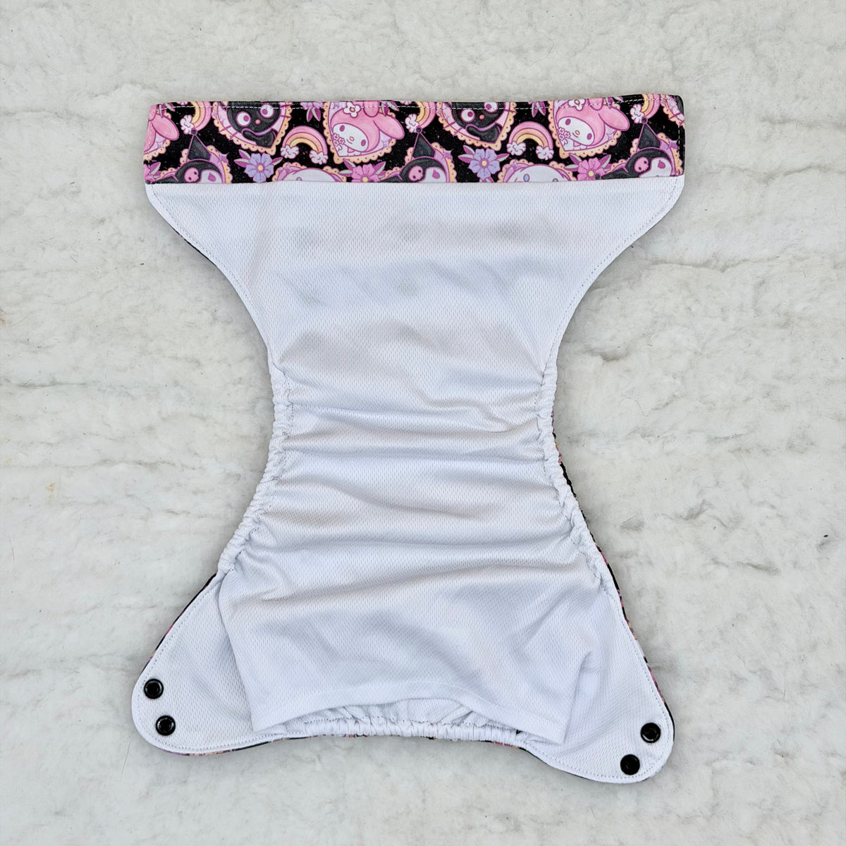 Black Pink Kawaii Friends Floral AWJ Pocket Diaper