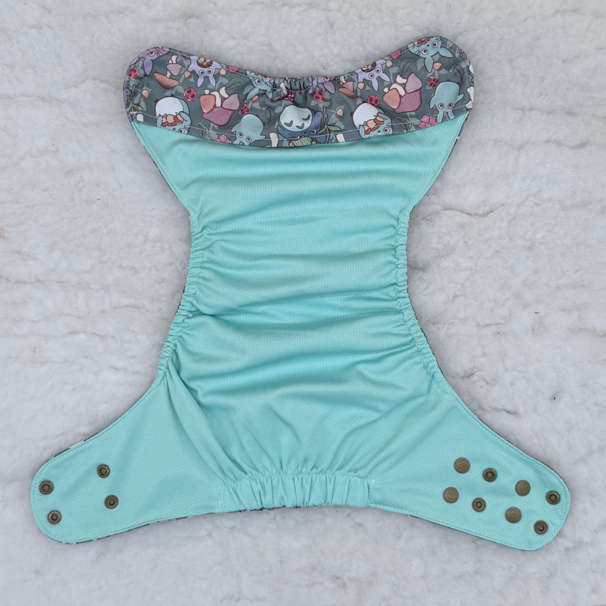 Sustainable Sprinkles Gray Mushroom Forest Friends AWJ Pocket Diaper