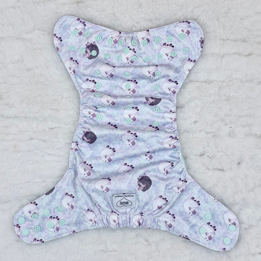 Sustainable Sprinkles Lavender Tie-Dye Sleepy Sheep AWJ Pocket Diaper
