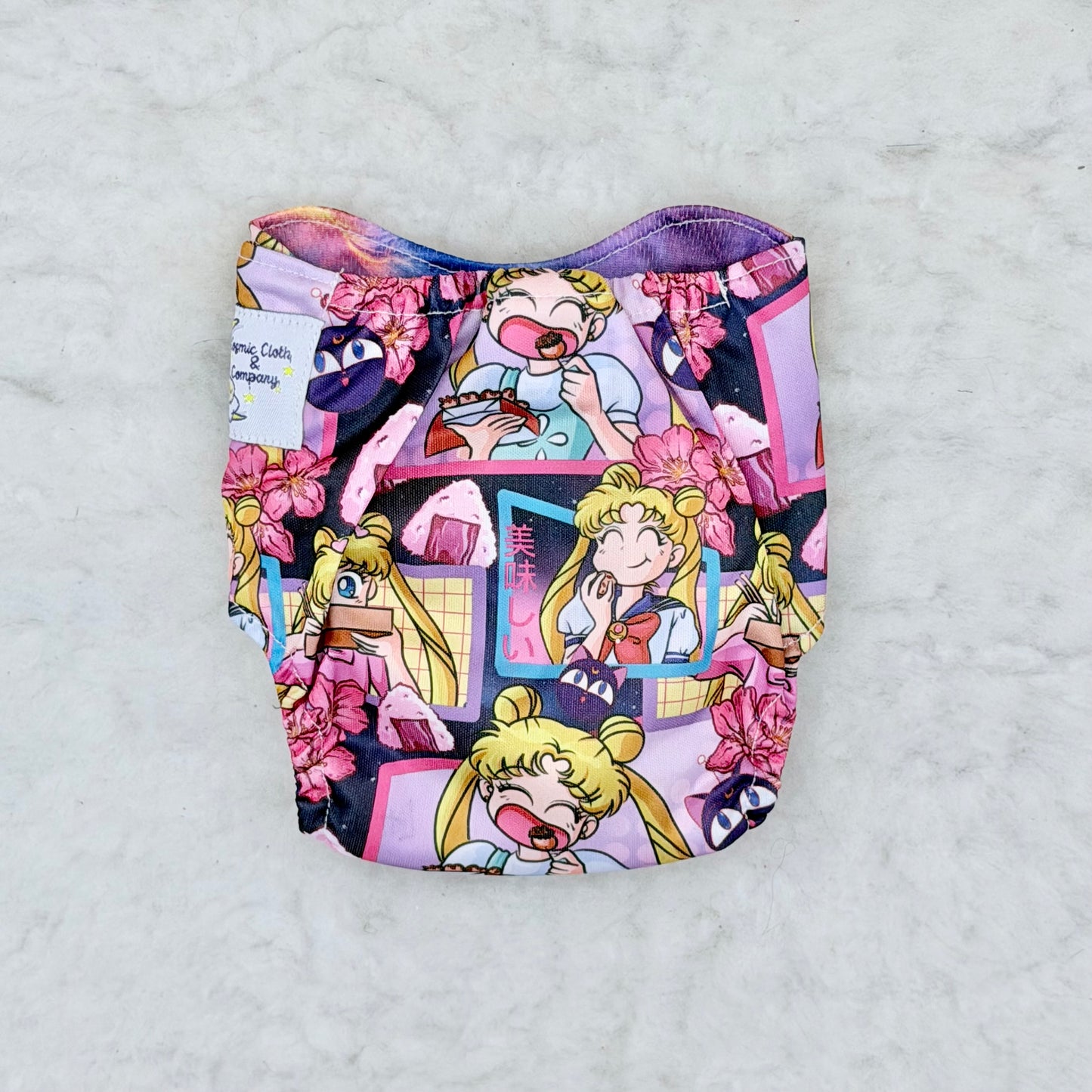 Cosmic Cloth & Company Sailor Moon Anime Newborn All-in-One Diaper with Pocket - Brand New