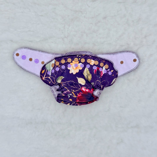 Purple Gold Foil Floral Fitted Cloth Diaper - Stained