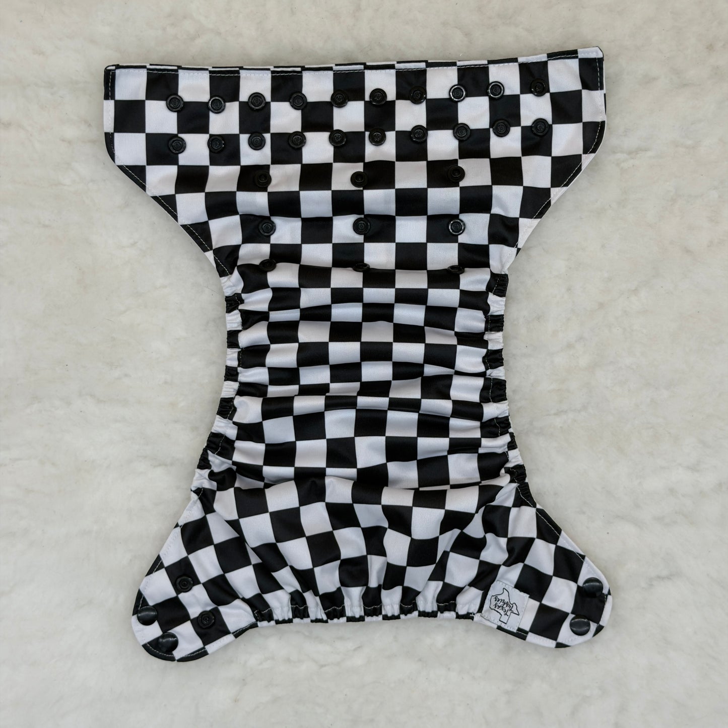 Texas Tushies Black White Checkerboard AWJ Pocket Diaper