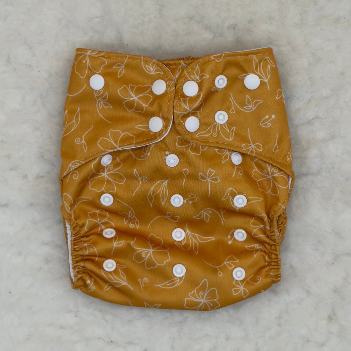 Cedar Valley Cloth Co. Flower Outlines Gold AWJ Pocket Diaper