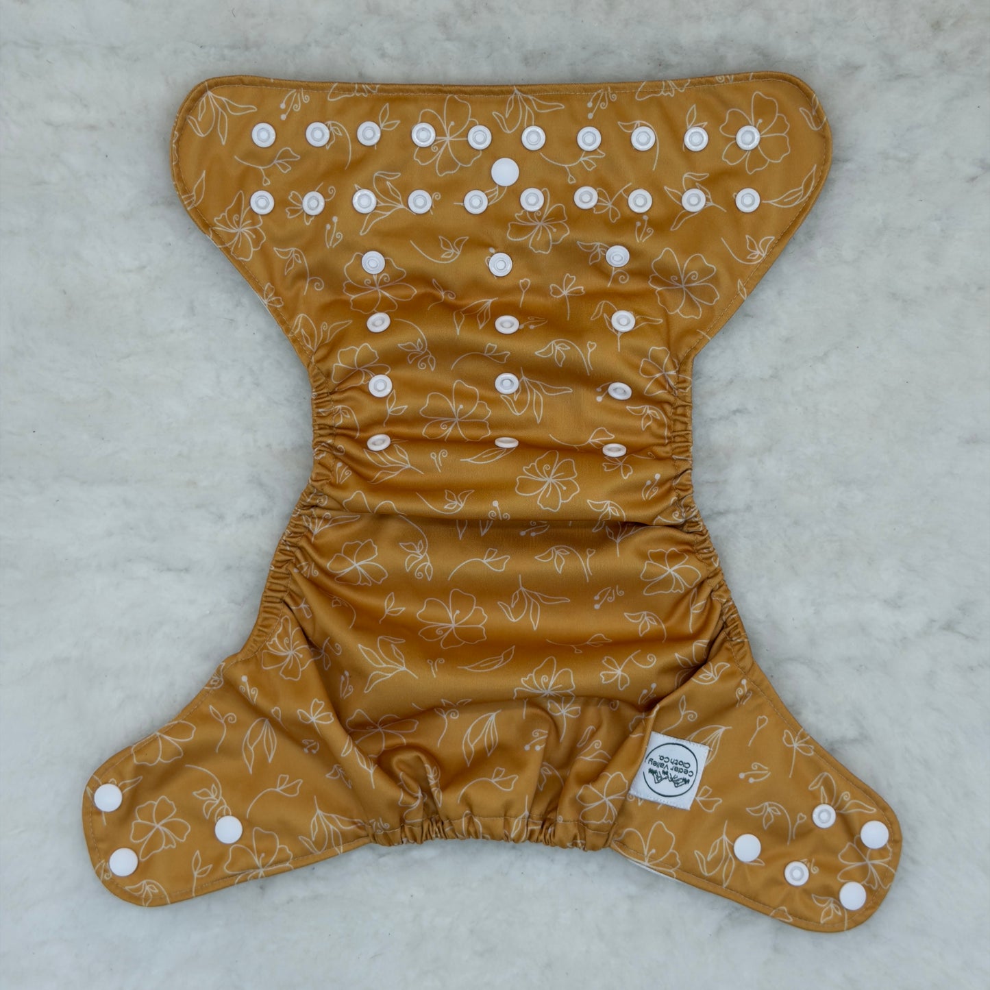 Cedar Valley Cloth Co. Flower Outlines Gold AWJ Pocket Diaper