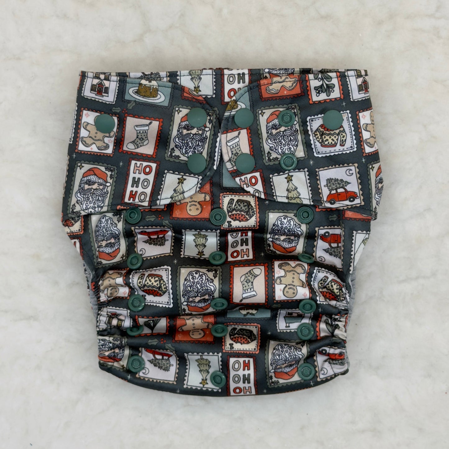 Emerald Cloth Co. Christmas Postage Stamp AWJ Pocket Diaper