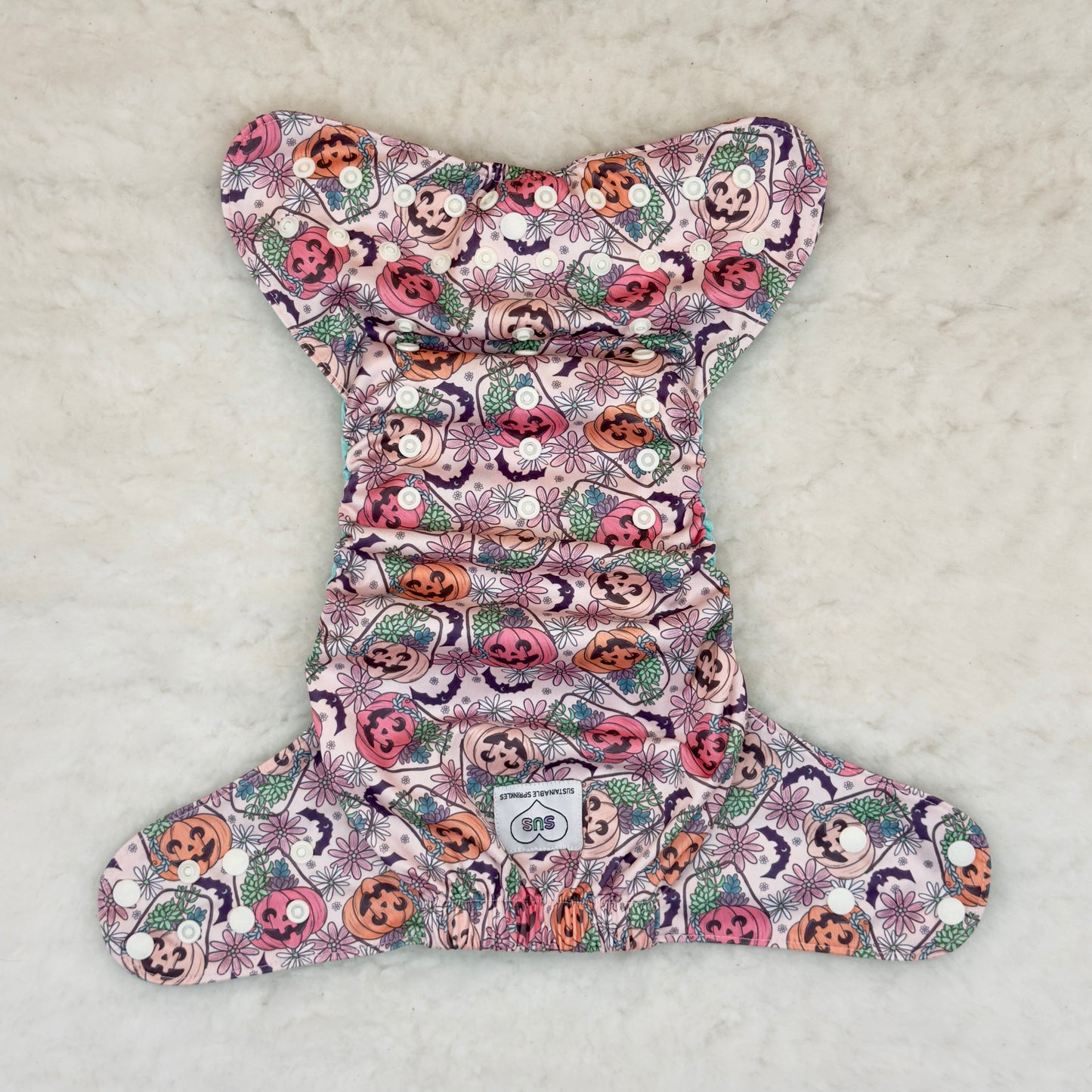 Sustainable Sprinkles Floral Halloween Buckets AWJ Pocket Diaper