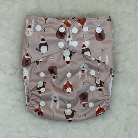 Cedar Valley Cloth Co. Woodland Animal Christmas AWJ Pocket Diaper