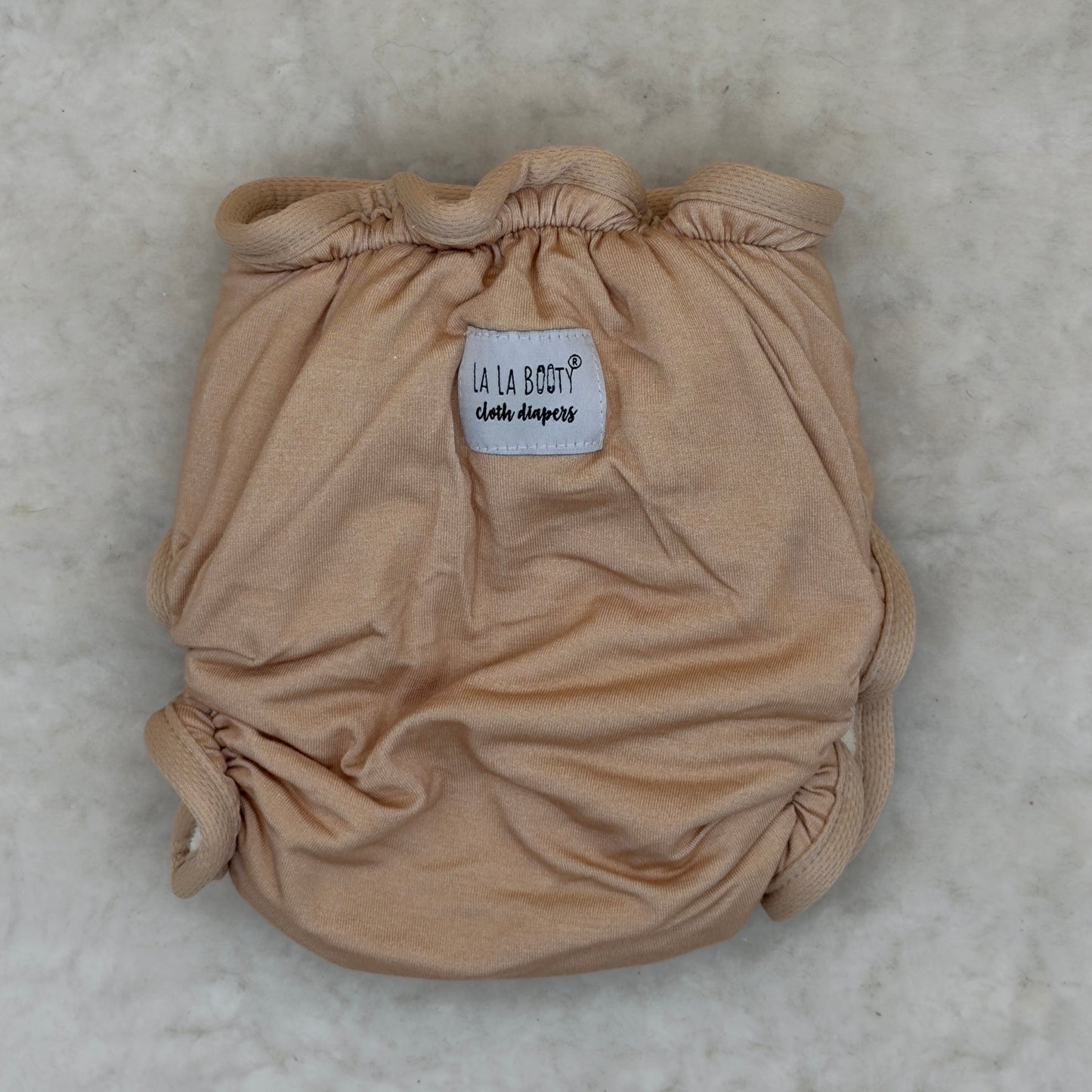 La La Booty Plain Jane Beige Fitted Cloth Diaper with Shortie Insert - Brand New