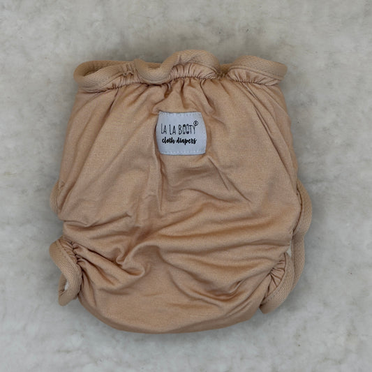 La La Booty Plain Jane Beige Fitted Cloth Diaper with Shortie Insert - Brand New