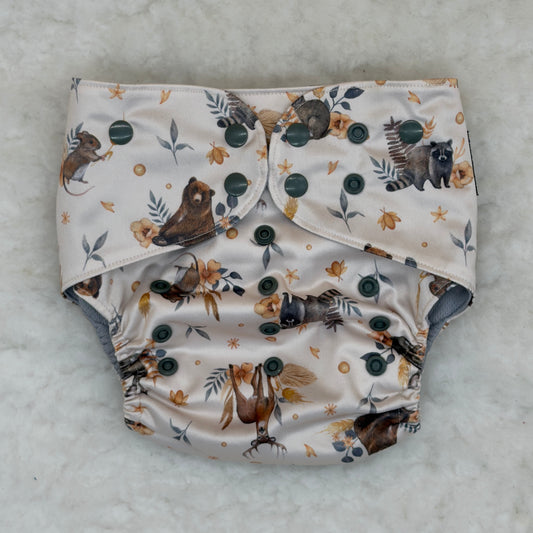 Greyden Diapers Woodland Animals Beige AWJ Pocket Diaper