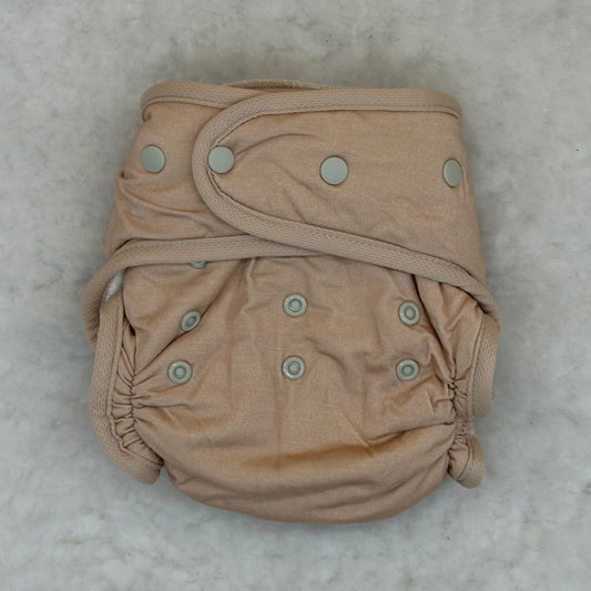 La La Booty Plain Jane Beige Fitted Cloth Diaper with Shortie Insert - Brand New