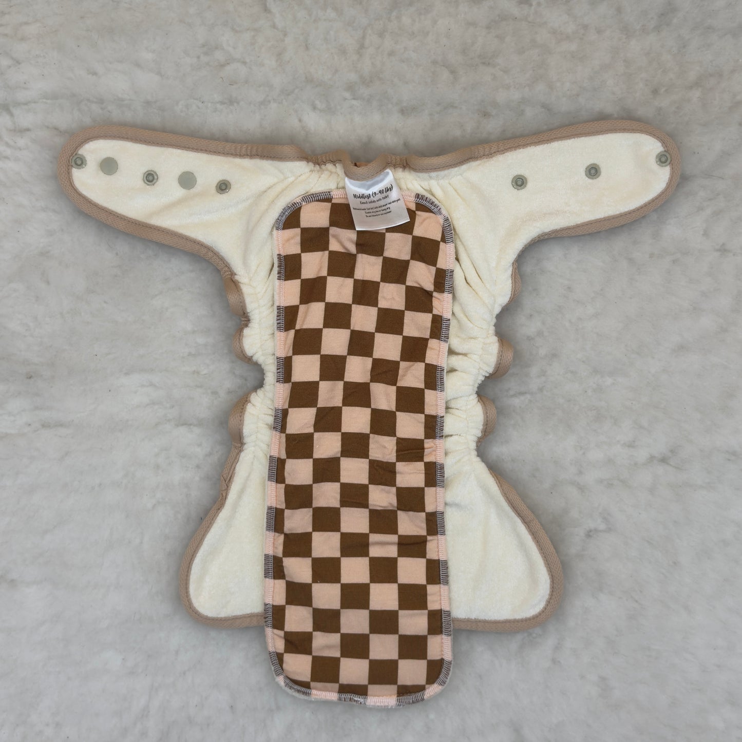 La La Booty Checkered Fitted Diaper with Shortie Insert - Brand New