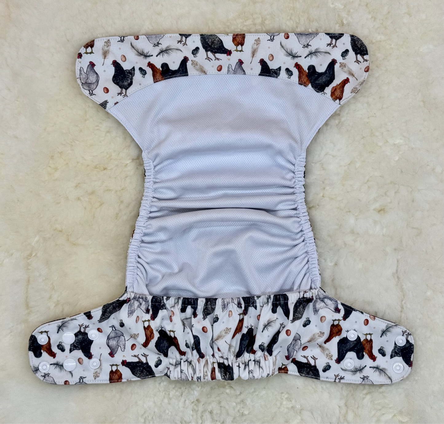 Arcadia's Nursery Chicken Print AWJ Pocket Diaper