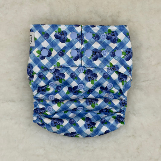 La La Booty Plaid Blueberries AWJ Pocket Diaper - New