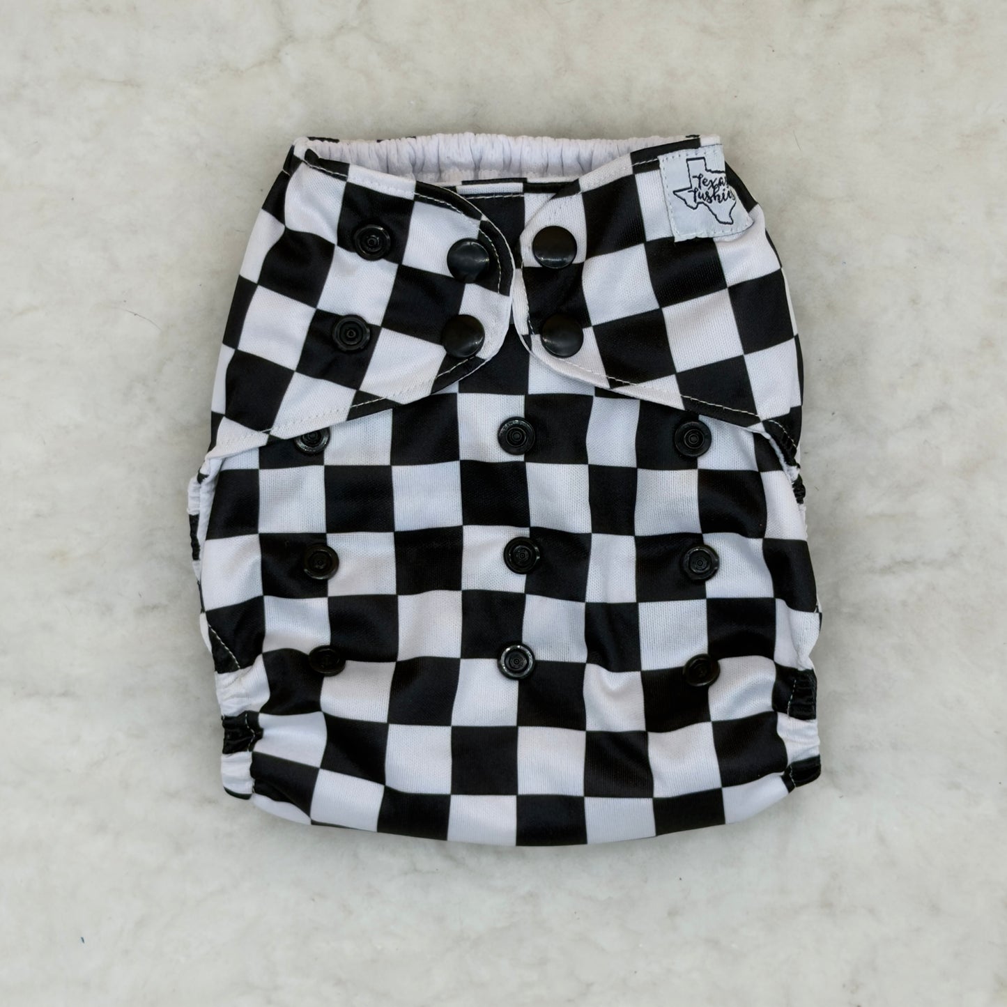 Texas Tushies Black White Checkerboard AWJ Pocket Diaper