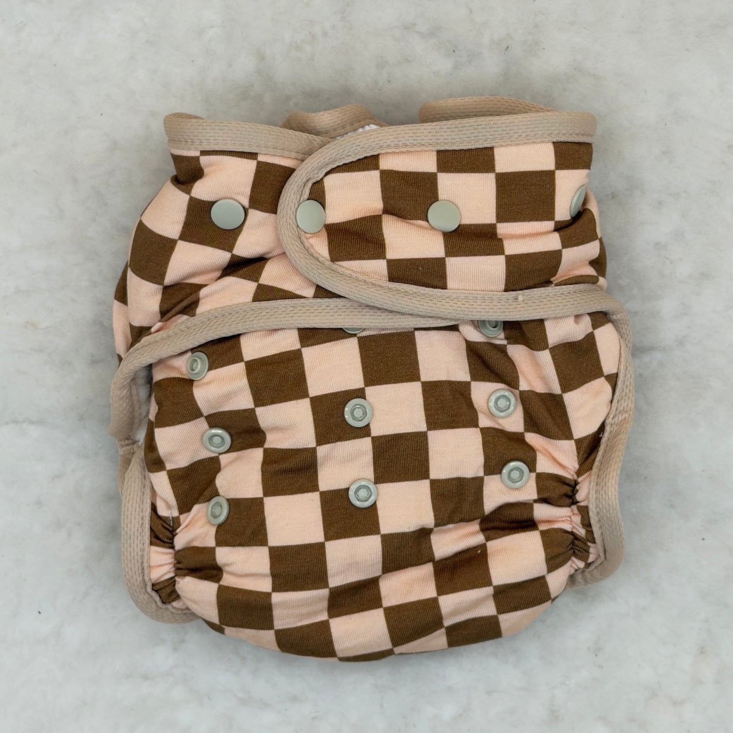 La La Booty Checkered Fitted Diaper with Shortie Insert - Brand New