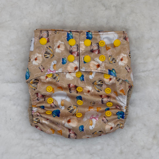 La La Booty Butterflies Goose Floral AWJ Pocket Diaper - Brand New