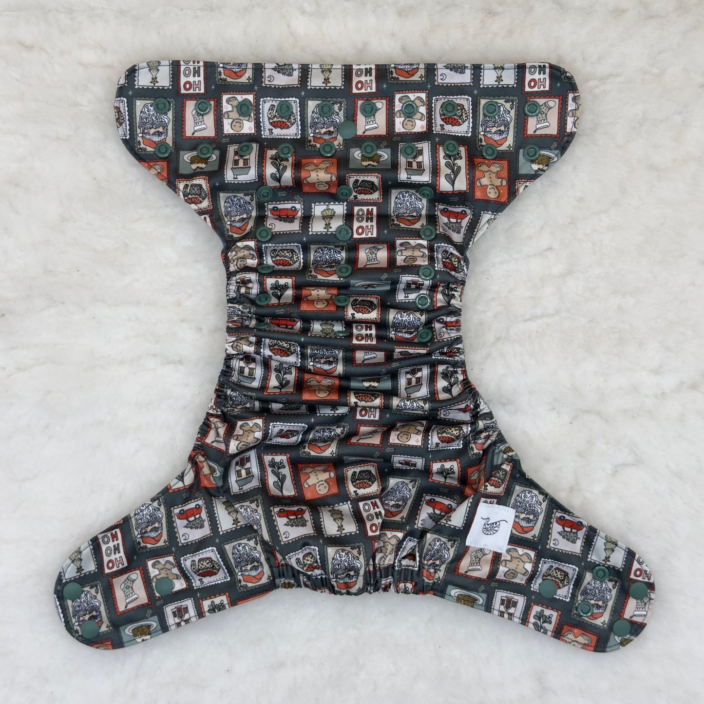 Emerald Cloth Co. Christmas Postage Stamp AWJ Pocket Diaper