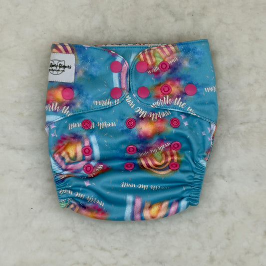 La La Booty Rainbow Baby Newborn AWJ Pocket Diaper - New