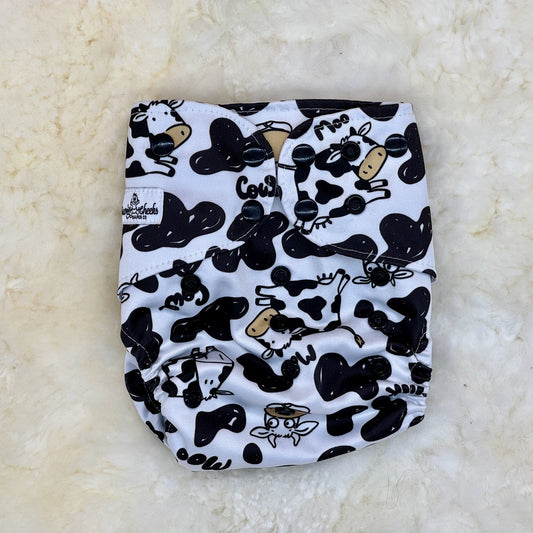 Sweet Cheeks Cow Print AWJ Pocket Diaper