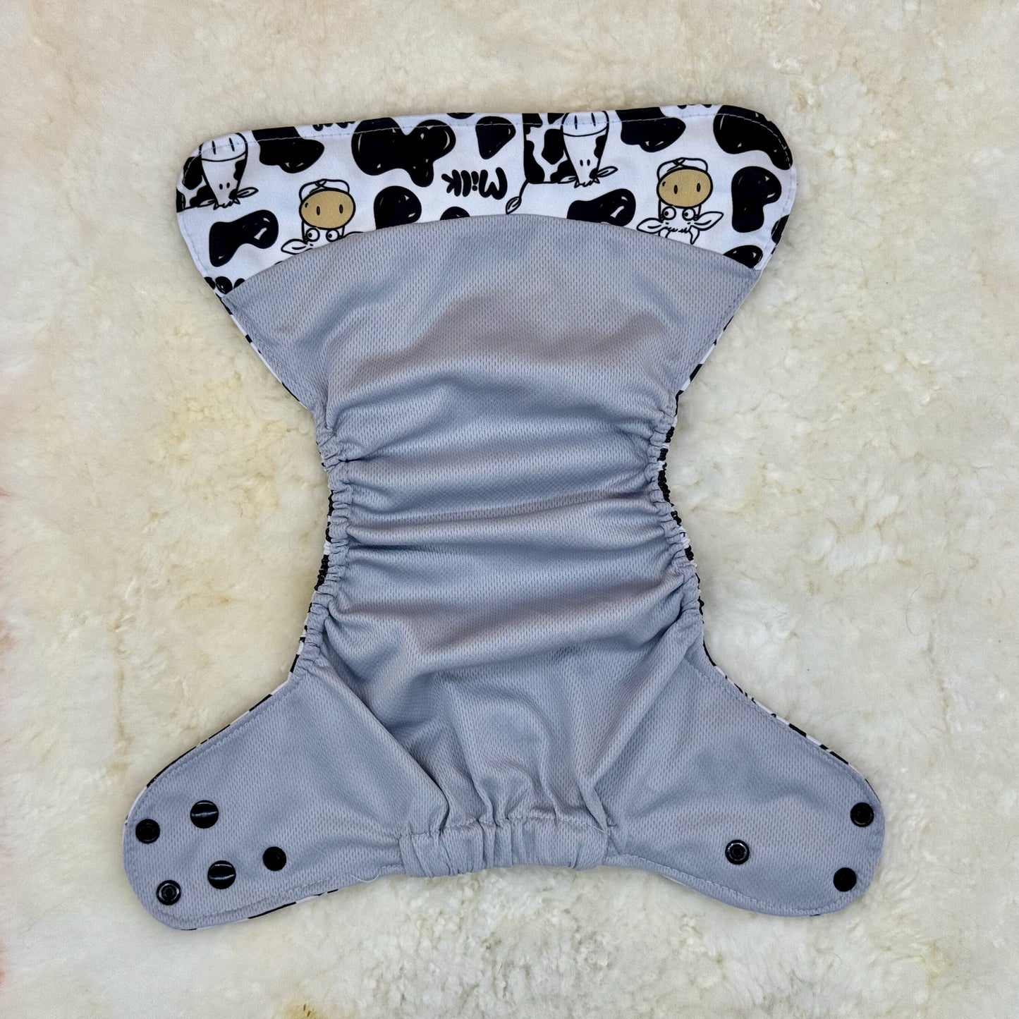 Sweet Cheeks Cow Print AWJ Pocket Diaper